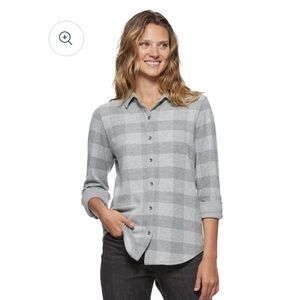 FLAG & ANTHEM Annville Long Sleeve Plaid Knit Shirt Grey XXL‎ New With Tags